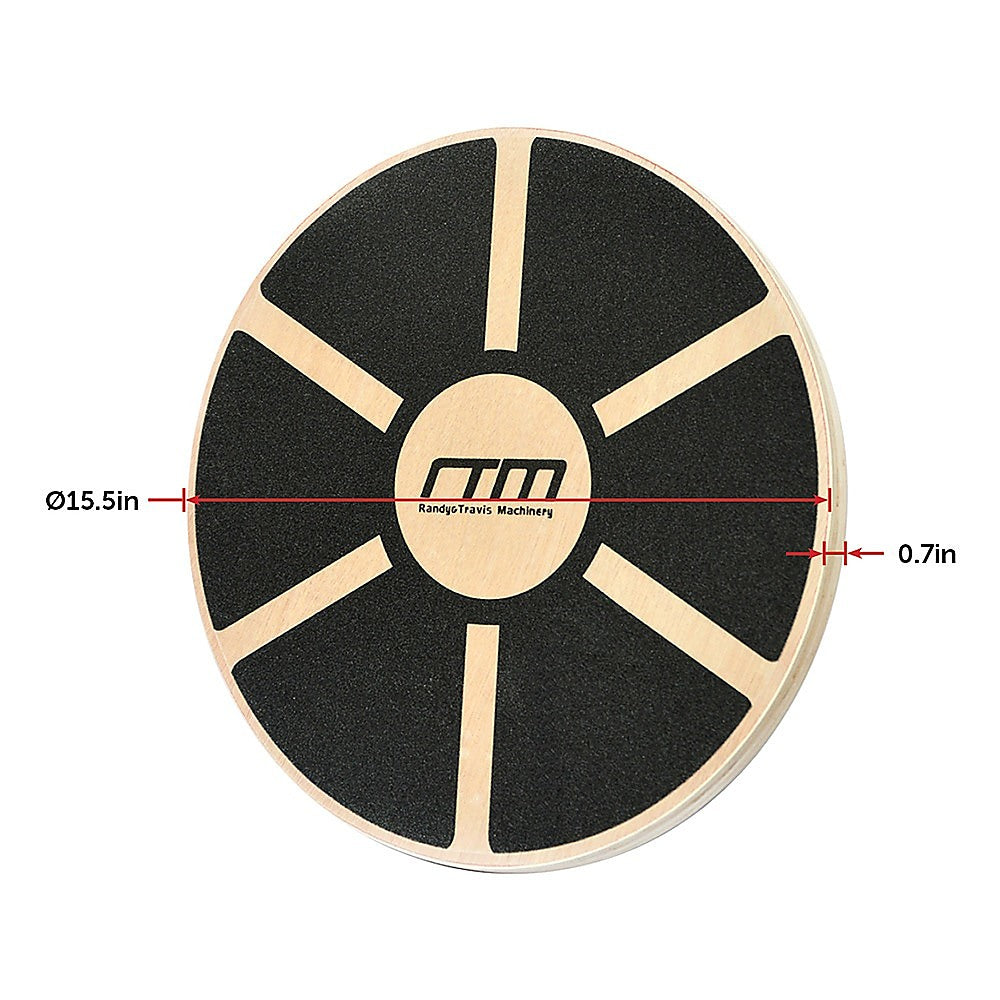 Heavy Duty 15.5" Wooden Balance Board with Non-Slip Pad for Fitness Training