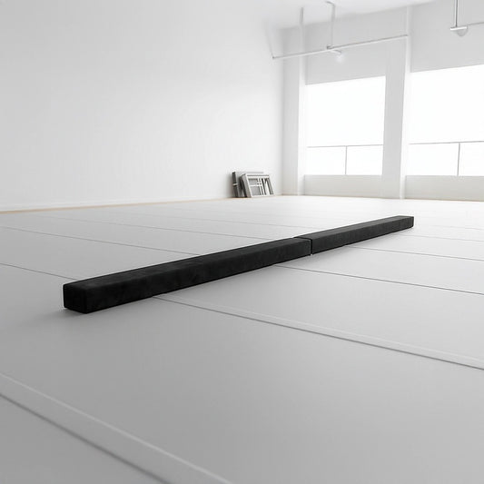 2.2m Gymnastics Folding Balance Beam Black Synthetic Suede