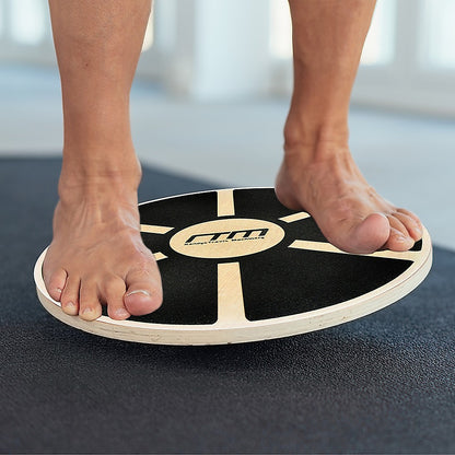 Heavy Duty 15.5" Wooden Balance Board with Non-Slip Pad for Fitness Training