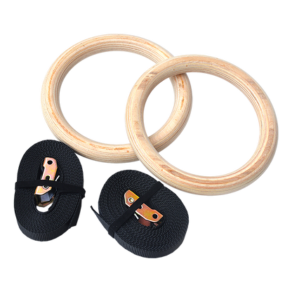 235mm Wooden Gymnastic Rings – Olympic Gym Strength Training & Fitness