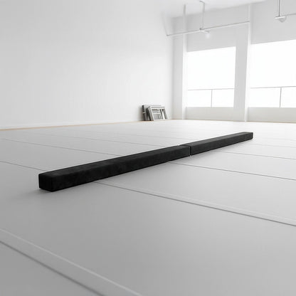 2.2m Gymnastics Folding Balance Beam Black Synthetic Suede