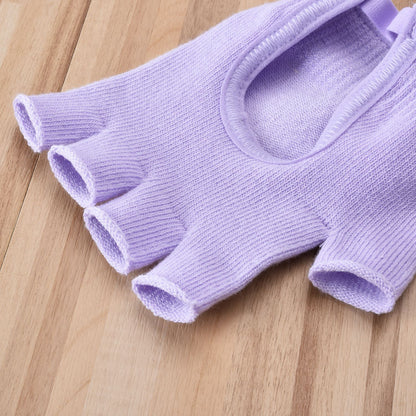 Grey 2-Pack Women's Non-Slip Yoga Gloves - Open Back Half Finger Cotton Stretchy Grip Gloves for Aerial Yoga, Pilates, and Fitness