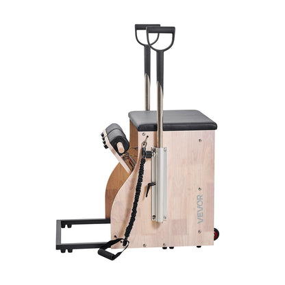 Pilates Chair, Split-Pedal Stability Combo Chairs with Handles, Rubber Wood Frame Yoga Fitness Trainer, Exercise Reformer, Pilates Resistance-Workout Equipment, for Home Gym Studio Workout