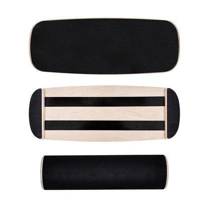 Wooden Balance Board Non-Slip Roller Board Home Fitness Balance Trainer Improves Core Stability for Snowboard Skateboard Surf Yoga Training Max Load 200kg